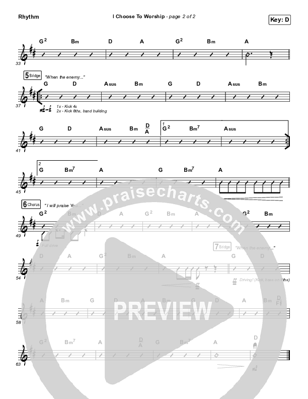 I Choose To Worship Rhythm Chart (Rend Collective)