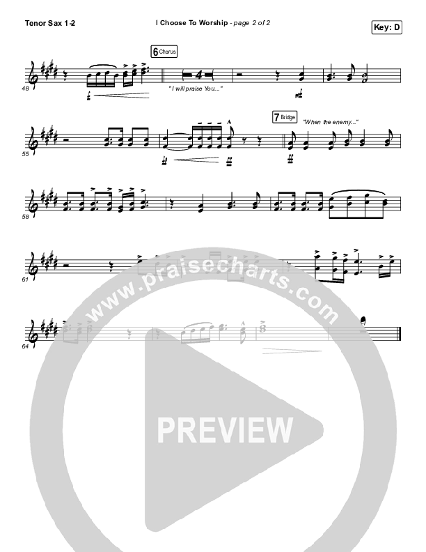 I Choose To Worship Tenor Sax 1/2 (Rend Collective)