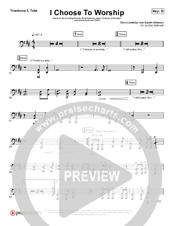 I Choose To Worship Trombone 3/Tuba (Rend Collective)