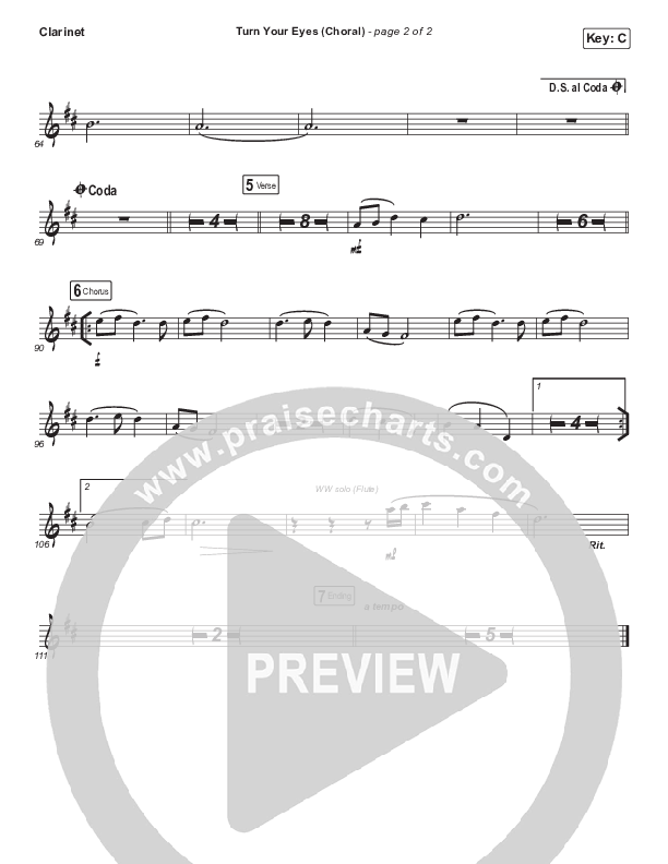 Turn Your Eyes (Choral Anthem SATB) Clarinet (Sovereign Grace / Arr. Luke Gambill)