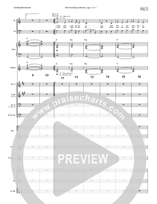 Turn Your Eyes (Choral Anthem SATB) Conductor's Score (Sovereign Grace / Arr. Luke Gambill)