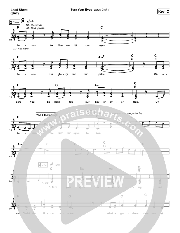 Turn Your Eyes (Choral Anthem SATB) Lead Sheet (SAT) (Sovereign Grace / Arr. Luke Gambill)