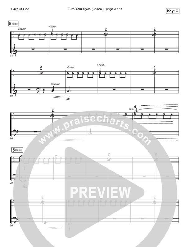 Turn Your Eyes (Choral Anthem SATB) Percussion (Sovereign Grace / Arr. Luke Gambill)