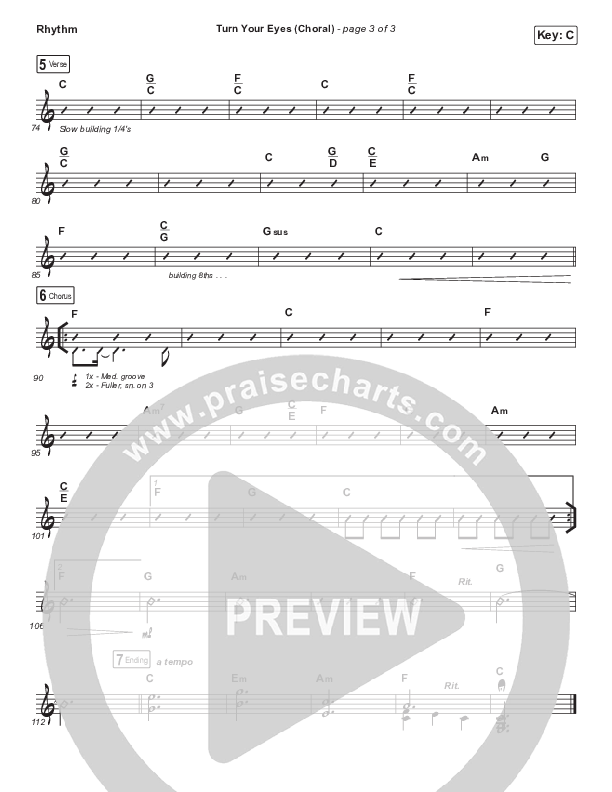 Turn Your Eyes (Choral Anthem SATB) Rhythm Chart (Sovereign Grace / Arr. Luke Gambill)