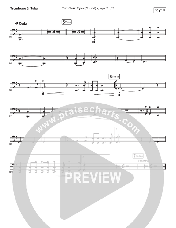Turn Your Eyes (Choral Anthem SATB) Trombone 3/Tuba (Sovereign Grace / Arr. Luke Gambill)