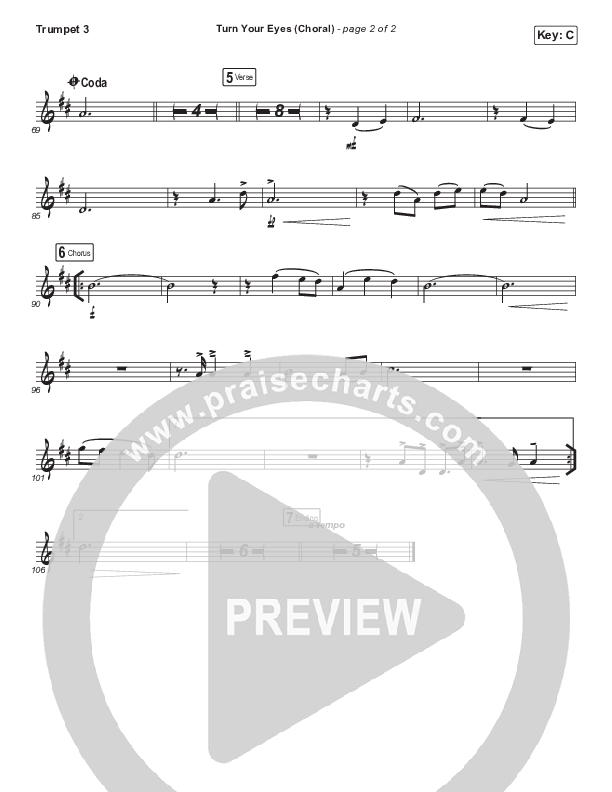 Turn Your Eyes (Choral Anthem SATB) Trumpet 3 (Sovereign Grace / Arr. Luke Gambill)