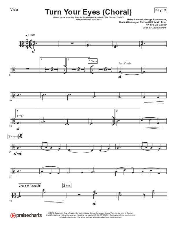 Turn Your Eyes (Choral Anthem SATB) Viola (Sovereign Grace / Arr. Luke Gambill)