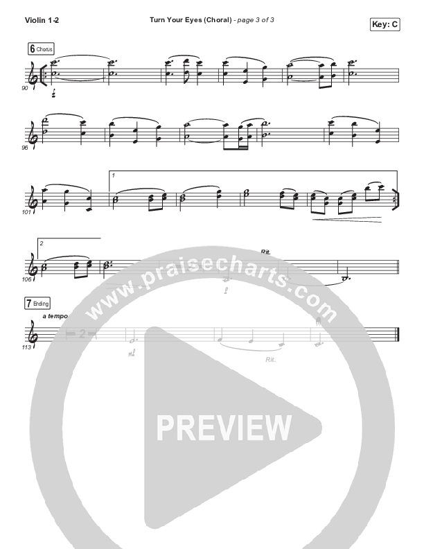 Turn Your Eyes (Choral Anthem SATB) Violin 1/2 (Sovereign Grace / Arr. Luke Gambill)