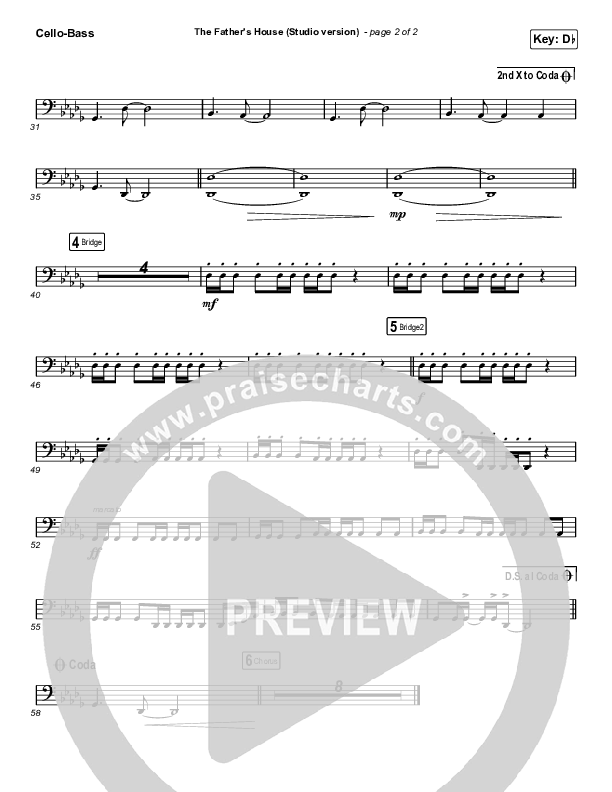 The Father's House (Choral Anthem SATB) Cello/Bass (Cory Asbury / Arr. Luke Gambill)
