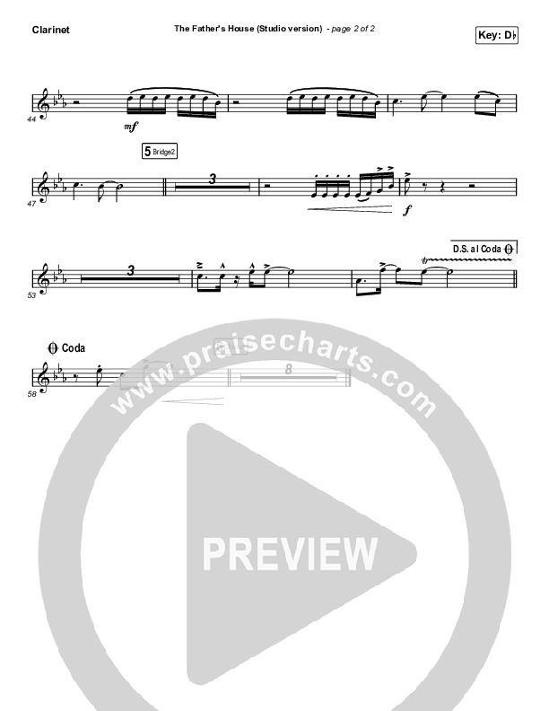 The Father's House (Choral Anthem SATB) Clarinet (Cory Asbury / Arr. Luke Gambill)