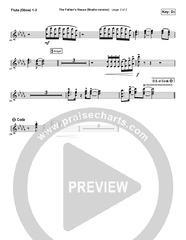 The Father's House (Choral Anthem SATB) Flute/Oboe 1/2/3 (Cory Asbury / Arr. Luke Gambill)