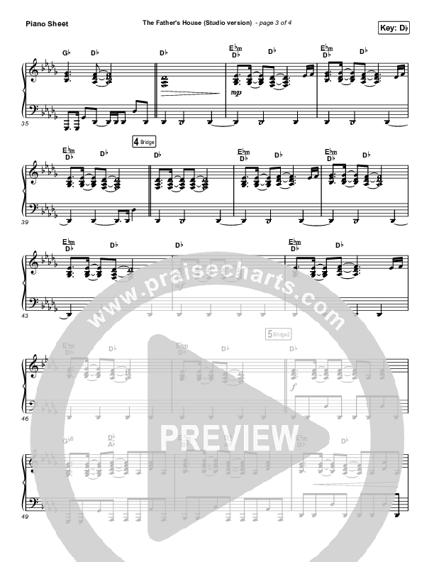 The Father's House (Choral Anthem SATB) Piano Sheet (Cory Asbury / Arr. Luke Gambill)