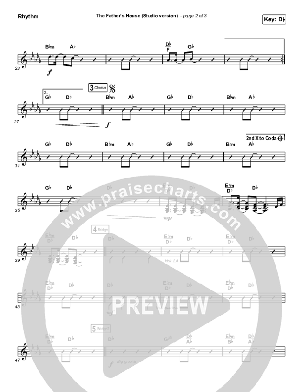 The Father's House (Choral Anthem SATB) Rhythm Chart (Cory Asbury / Arr. Luke Gambill)