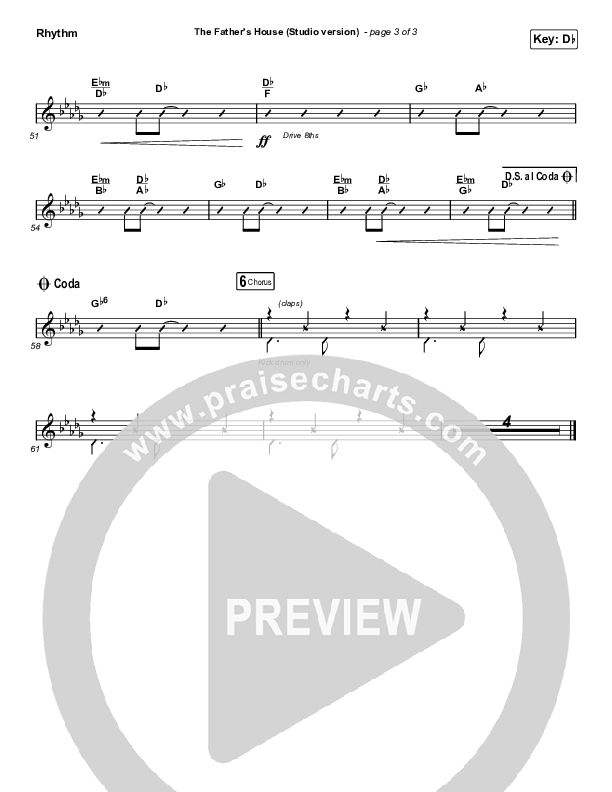 The Father's House (Choral Anthem SATB) Rhythm Chart (Cory Asbury / Arr. Luke Gambill)
