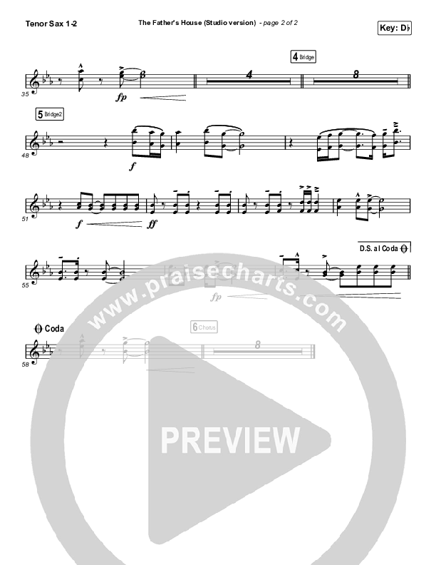 The Father's House (Choral Anthem SATB) Tenor Sax 1/2 (Cory Asbury / Arr. Luke Gambill)