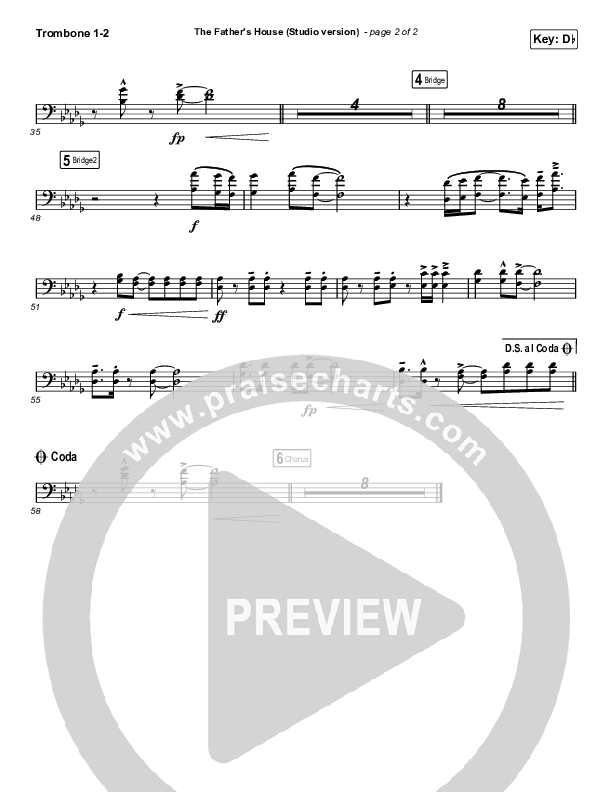 The Father's House (Choral Anthem SATB) Trombone 1/2 (Cory Asbury / Arr. Luke Gambill)