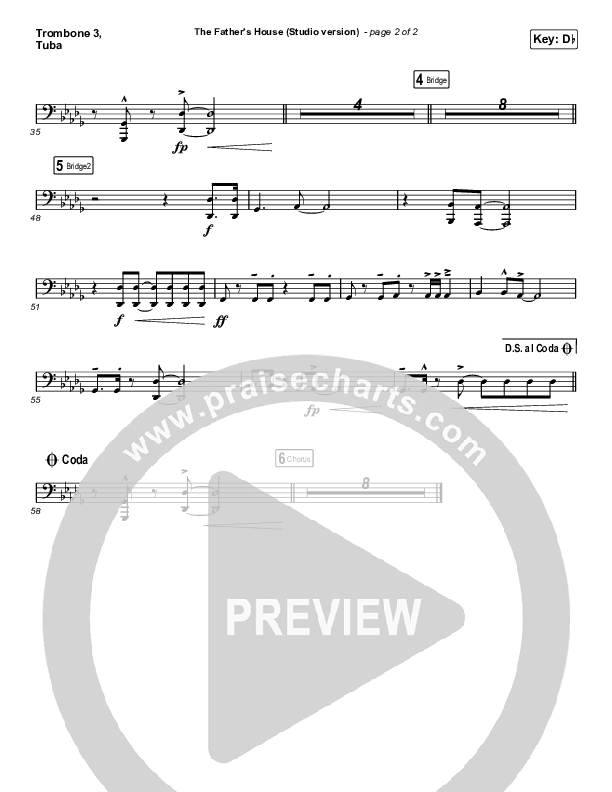 The Father's House (Choral Anthem SATB) Trombone 3/Tuba (Cory Asbury / Arr. Luke Gambill)
