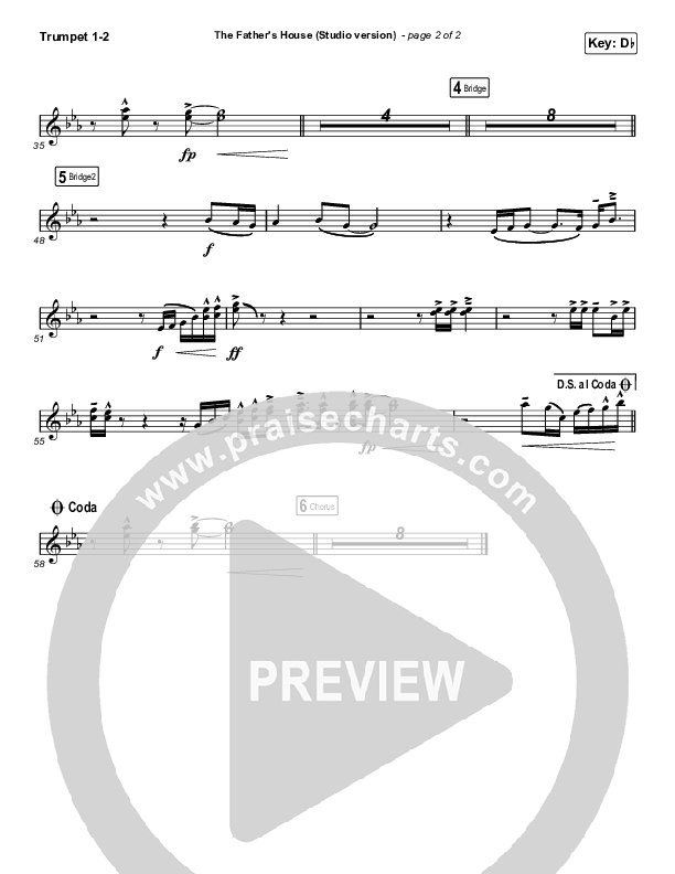 The Father's House (Choral Anthem SATB) Trumpet 1,2 (Cory Asbury / Arr. Luke Gambill)