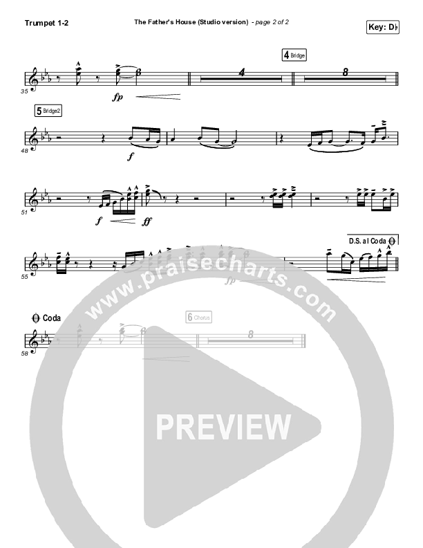 The Father's House (Choral Anthem SATB) Trumpet 1,2 (Cory Asbury / Arr. Luke Gambill)