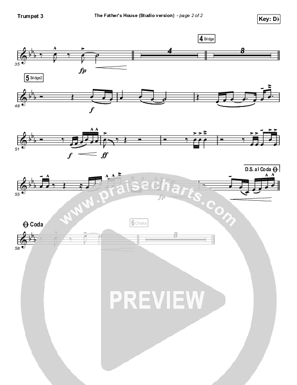The Father's House (Choral Anthem SATB) Trumpet 3 (Cory Asbury / Arr. Luke Gambill)