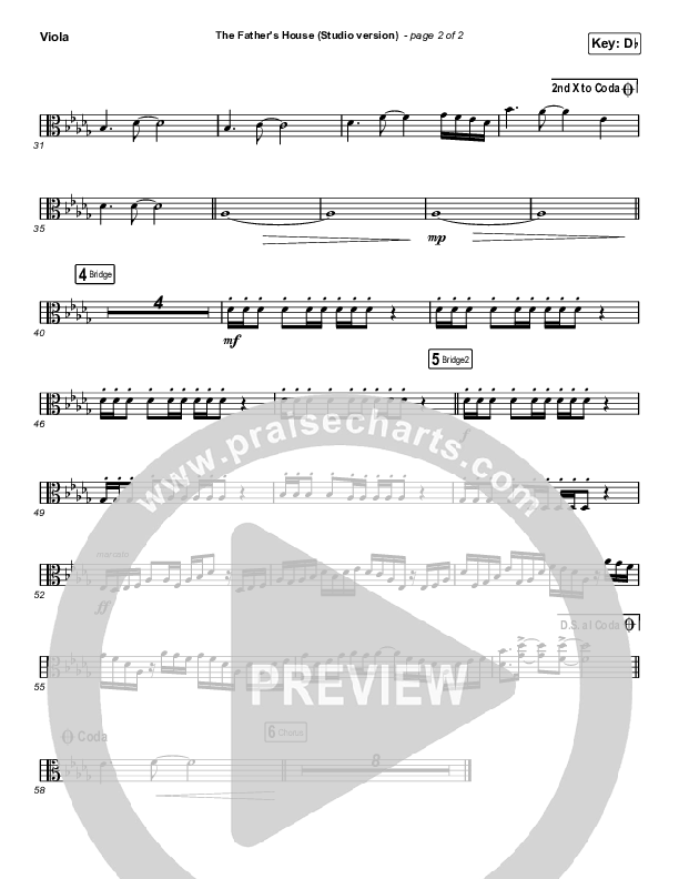 The Father's House (Choral Anthem SATB) Viola (Cory Asbury / Arr. Luke Gambill)