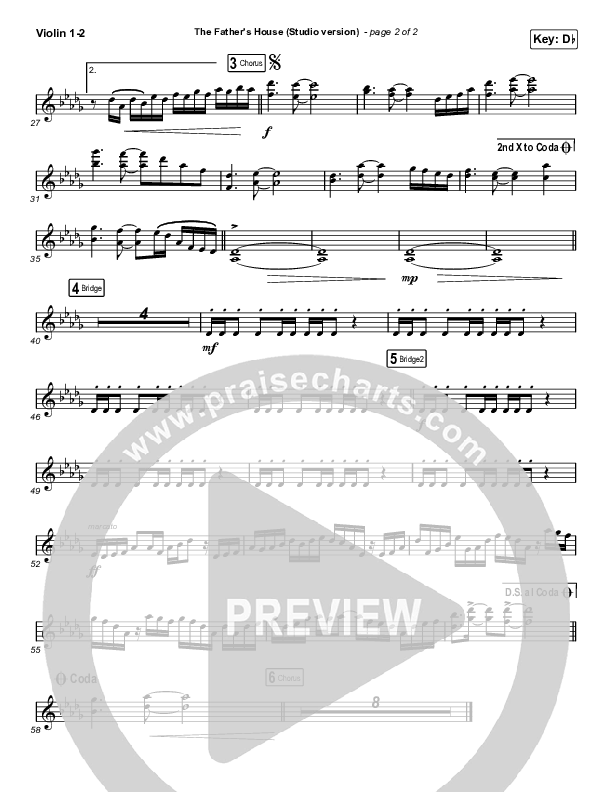 The Father's House (Choral Anthem SATB) Violin 1/2 (Cory Asbury / Arr. Luke Gambill)