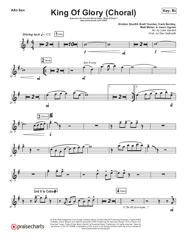 King Of Glory (Choral Anthem SATB) Alto Sax (Passion / Arr. Luke Gambill)