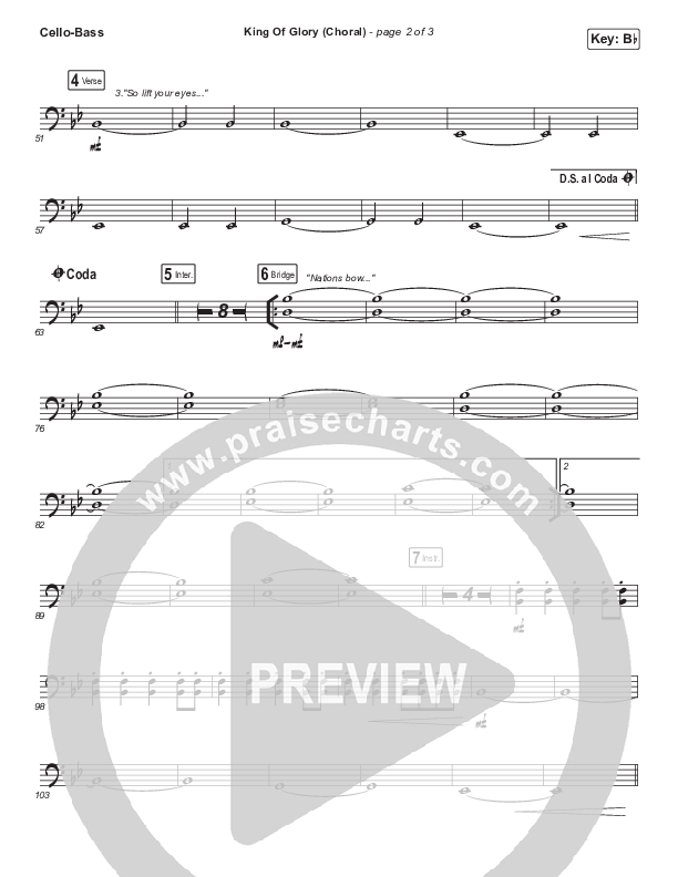 King Of Glory (Choral Anthem SATB) Cello/Bass (Passion / Arr. Luke Gambill)