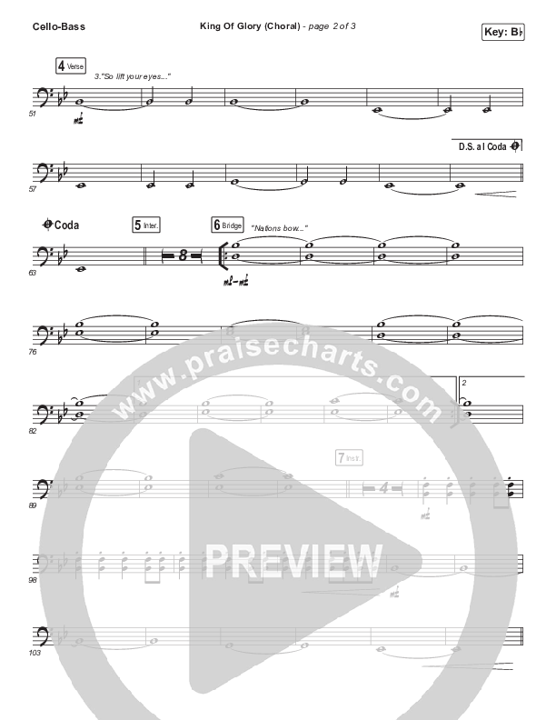 King Of Glory (Choral Anthem SATB) Cello/Bass (Passion / Arr. Luke Gambill)