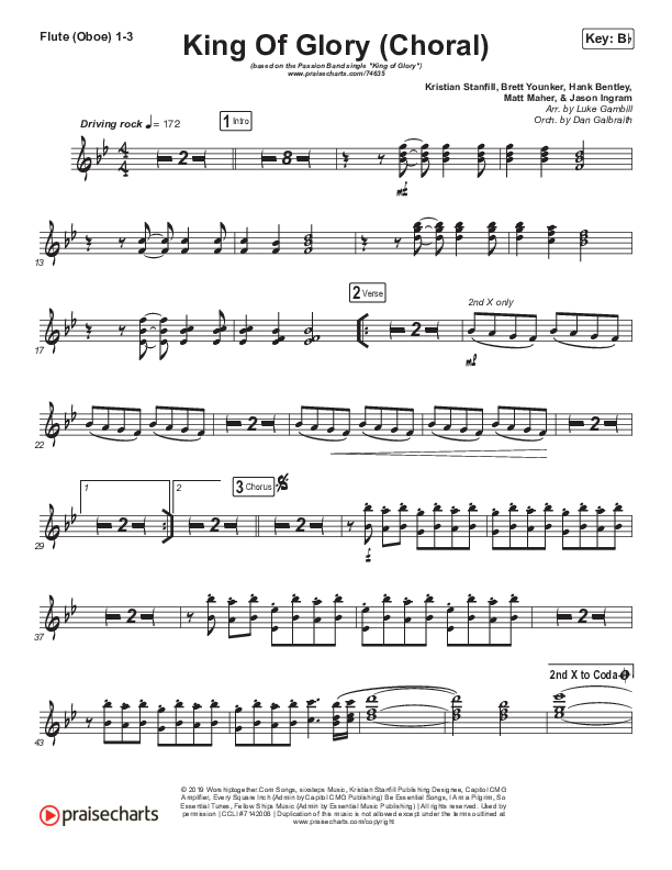 King Of Glory (Choral Anthem SATB) Flute/Oboe 1/2/3 (Passion / Arr. Luke Gambill)