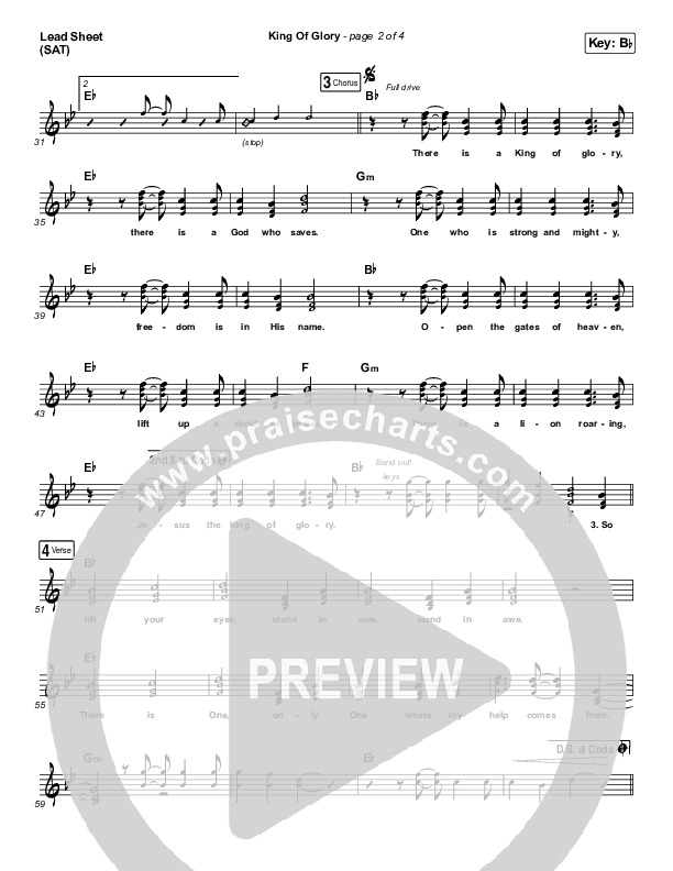 King Of Glory (Choral Anthem SATB) Lead Sheet (SAT) (Passion / Arr. Luke Gambill)