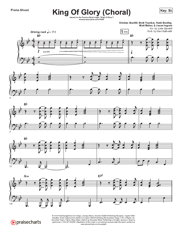 King Of Glory (Choral Anthem SATB) Piano Sheet (Passion / Arr. Luke Gambill)