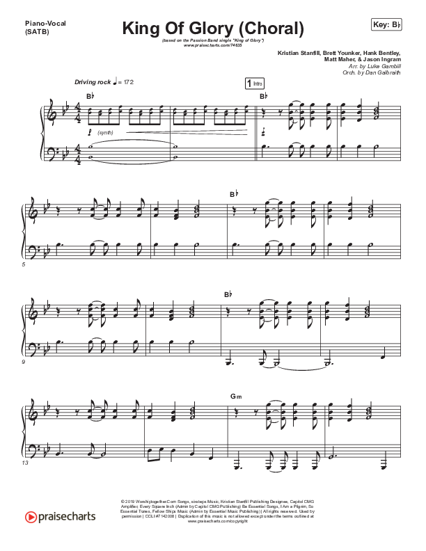 King Of Glory (Choral Anthem SATB) Piano/Vocal Pack (Passion / Arr. Luke Gambill)