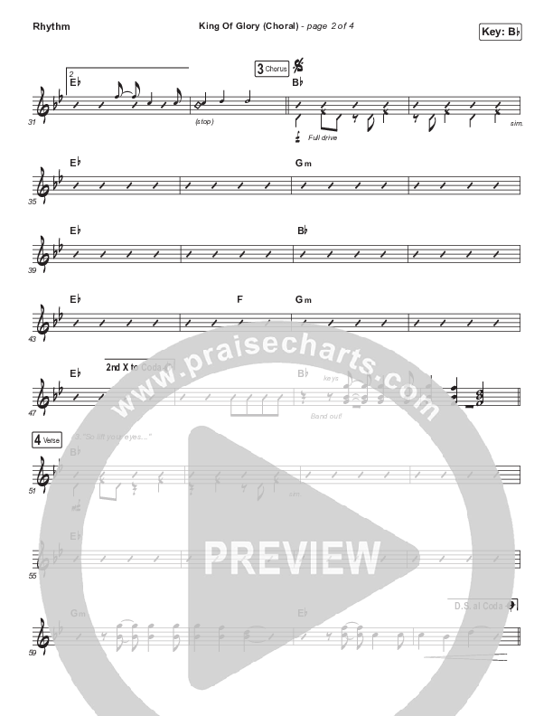 King Of Glory (Choral Anthem SATB) Rhythm Chart (Passion / Arr. Luke Gambill)