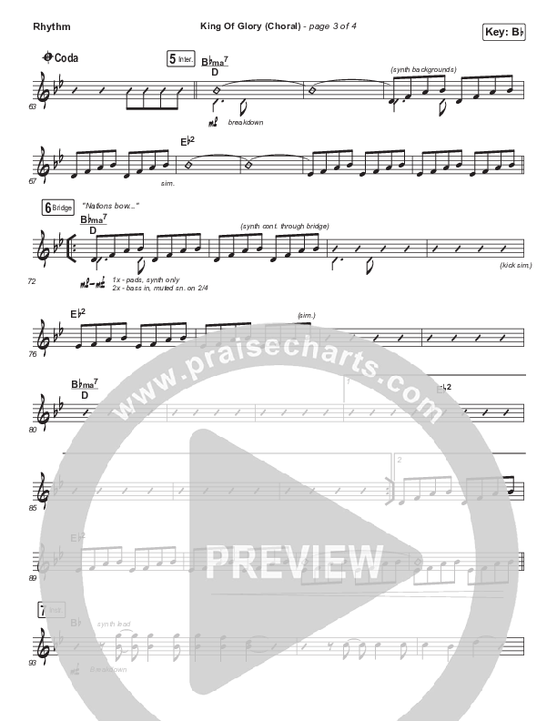 King Of Glory (Choral Anthem SATB) Rhythm Chart (Passion / Arr. Luke Gambill)