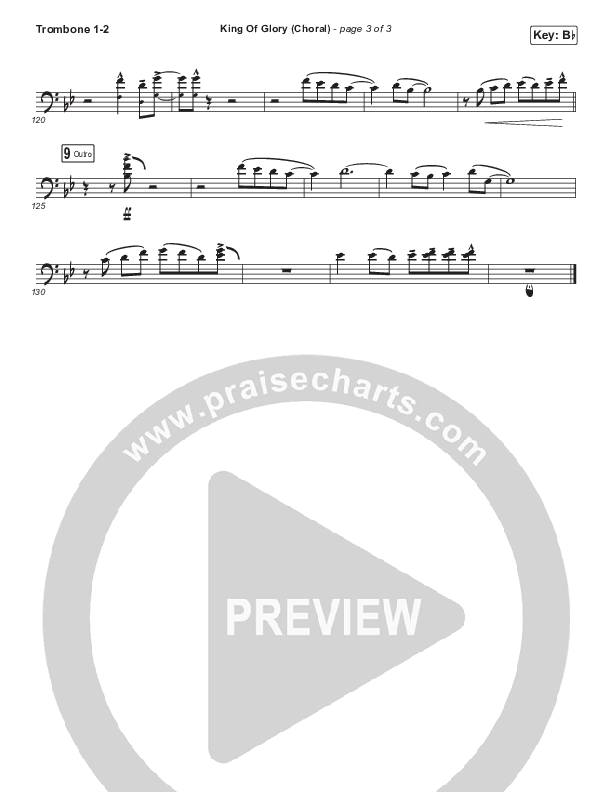 King Of Glory (Choral Anthem SATB) Trombone 1/2 (Passion / Arr. Luke Gambill)