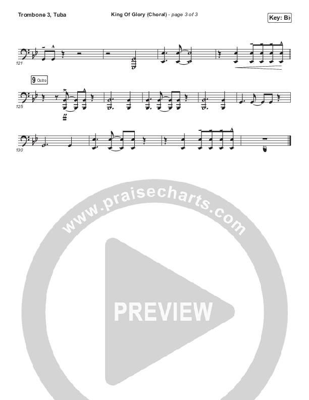King Of Glory (Choral Anthem SATB) Trombone 3/Tuba (Passion / Arr. Luke Gambill)