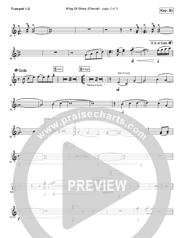 King Of Glory (Choral Anthem SATB) Trumpet 1,2 (Passion / Arr. Luke Gambill)