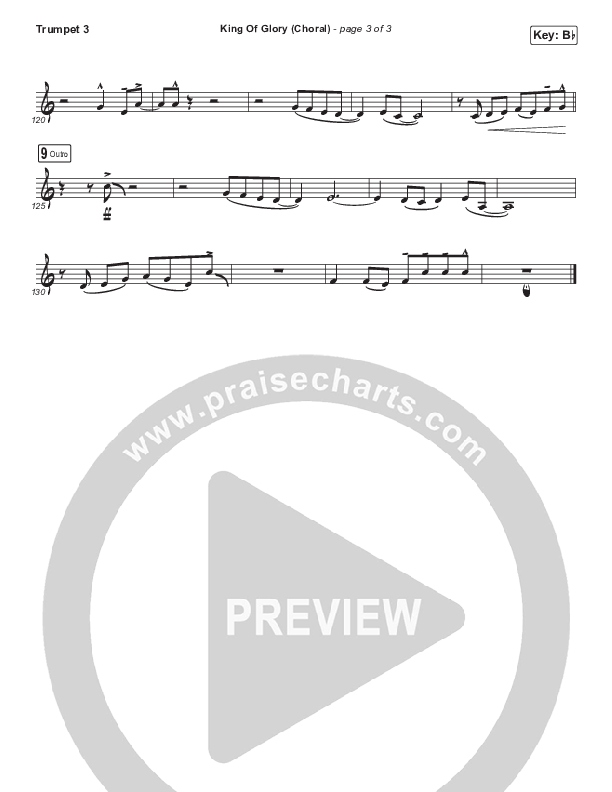 King Of Glory (Choral Anthem SATB) Trumpet 3 (Passion / Arr. Luke Gambill)