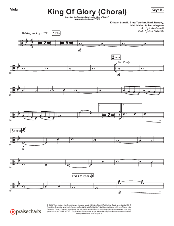 King Of Glory (Choral Anthem SATB) Viola (Passion / Arr. Luke Gambill)