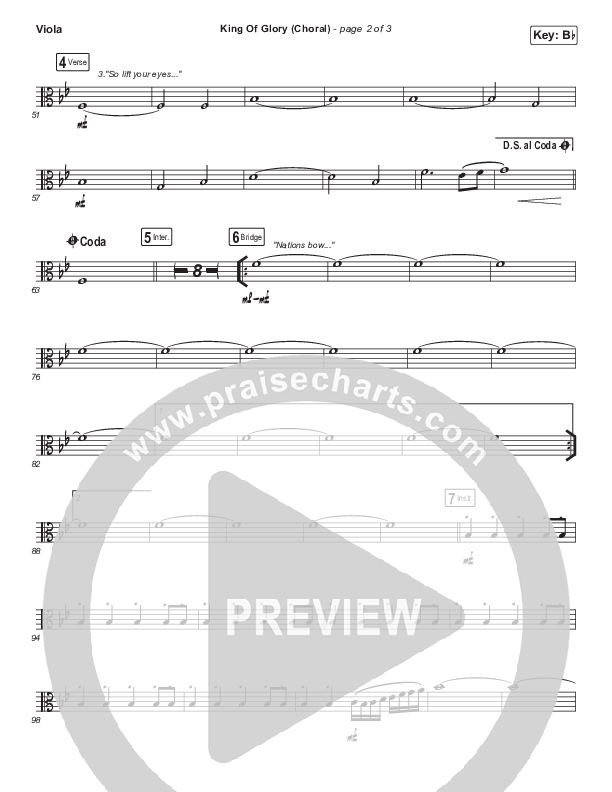King Of Glory (Choral Anthem SATB) Viola (Passion / Arr. Luke Gambill)