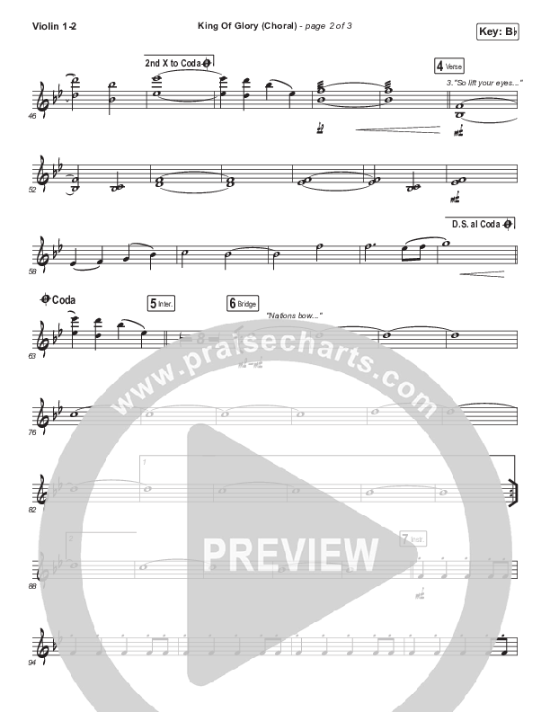 King Of Glory (Choral Anthem SATB) Violin 1/2 (Passion / Arr. Luke Gambill)