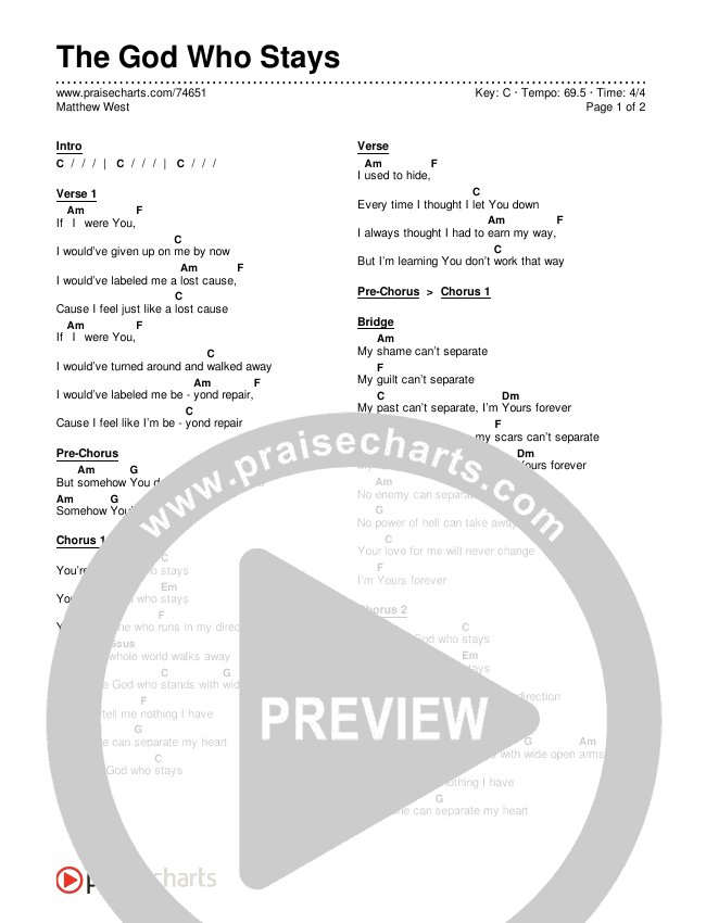 The God Who Stays Chords & Lyrics (Matthew West)