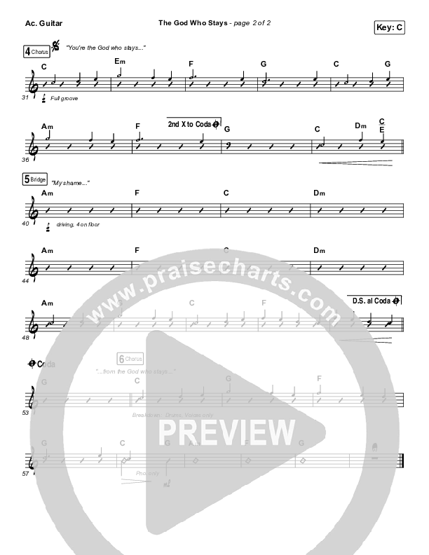 The God Who Stays Acoustic Guitar (Matthew West)