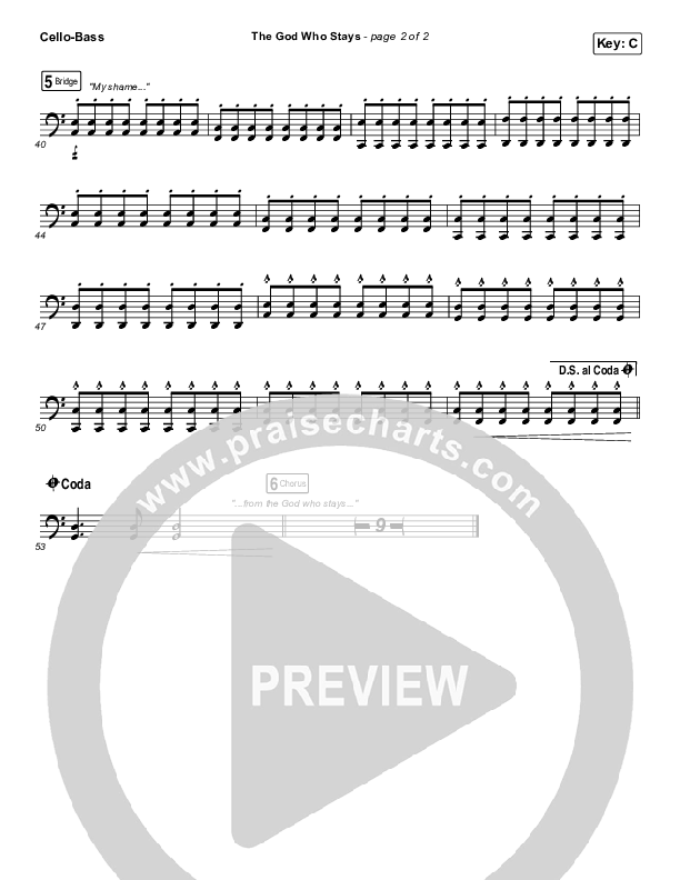 The God Who Stays Cello/Bass (Matthew West)