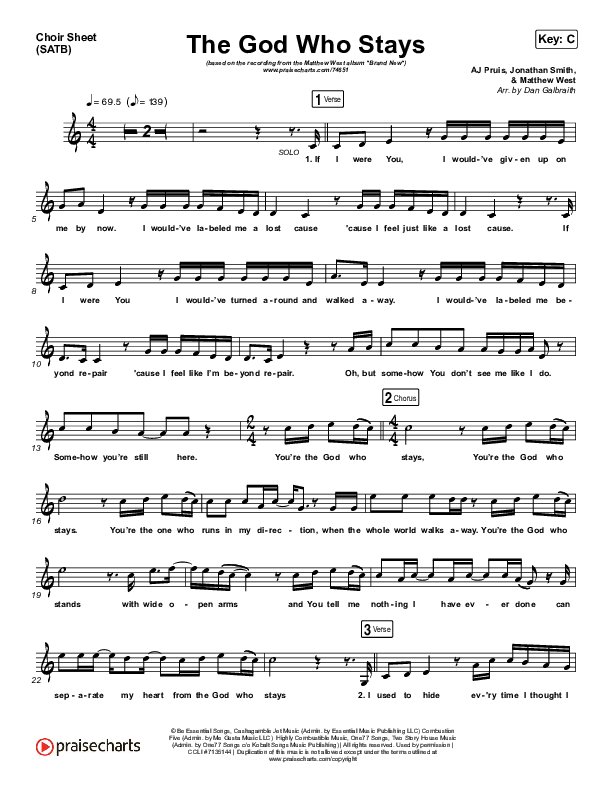 The God Who Stays Choir Sheet (SATB) (Print Only) (Matthew West)