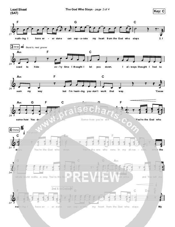 The God Who Stays Lead Sheet (Print Only) (Matthew West)