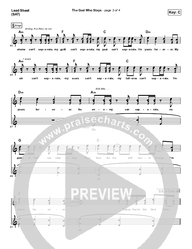 The God Who Stays Lead Sheet (Print Only) (Matthew West)