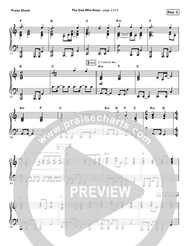 The God Who Stays Piano Sheet (Print Only) (Matthew West)