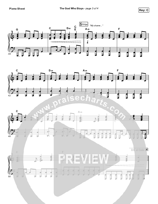 The God Who Stays Piano Sheet (Print Only) (Matthew West)